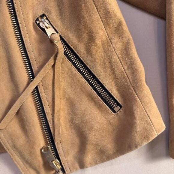 AllSaints Tan Suede Dalby Biker Jacket - Picture 4 of 6
